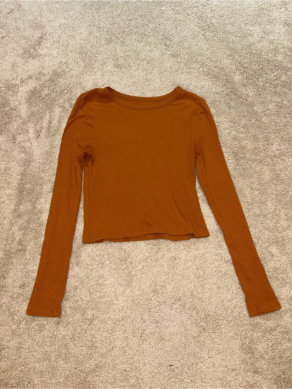 Arizona Jean Company Ribbed Long-Sleeve Crop Top - Burnt Orange